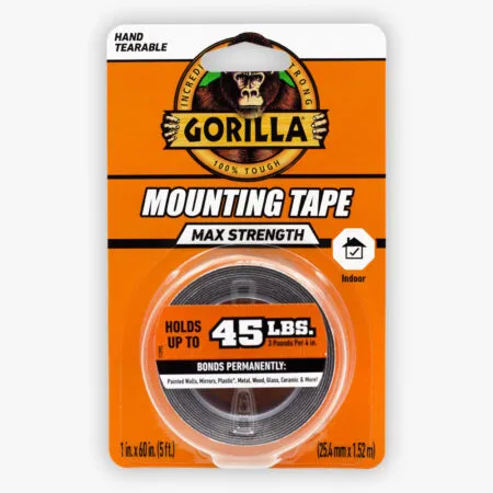 Gorilla Max Strength Mounting Tape - 1 in. x 60 in. (5ft.) (25.4 mm x 1.52 m)