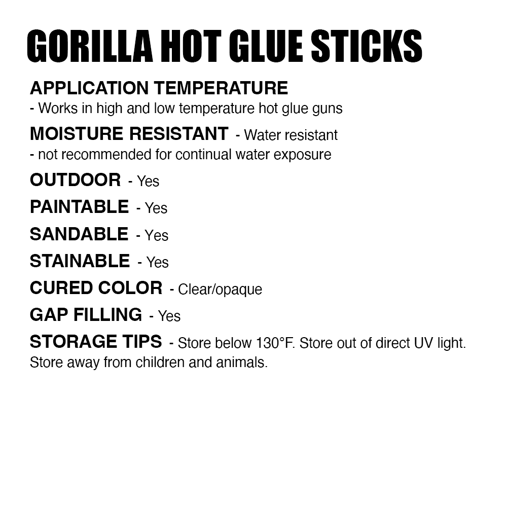 Gorilla Hot Glue Sticks, Full Size, 8 Long x .43 Diameter, 20 Count,  Clear