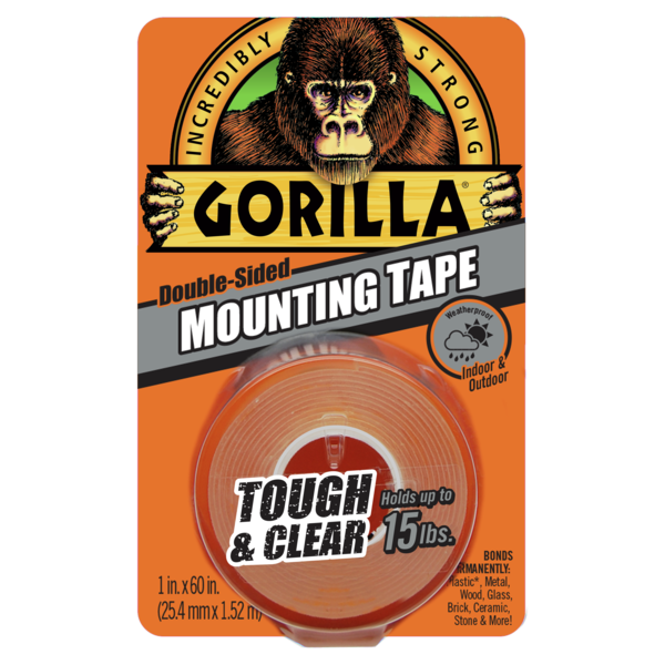 Gorilla Tough & Clear Double Sided Adhesive Mounting Tape, Extra Large, 1  x 150, Clear, (Pack of 1)