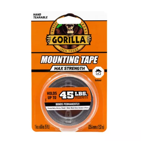 Gorilla Max Strength Mounting Tape - 1 in. x 60 in. (5ft.) (25.4 mm x 1.52 m)